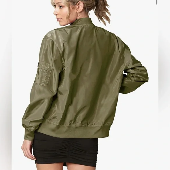Classic Lightweight Jacket Multi Pocket Windbreaker Bomber Jacket -olive - Picture 2 of 6